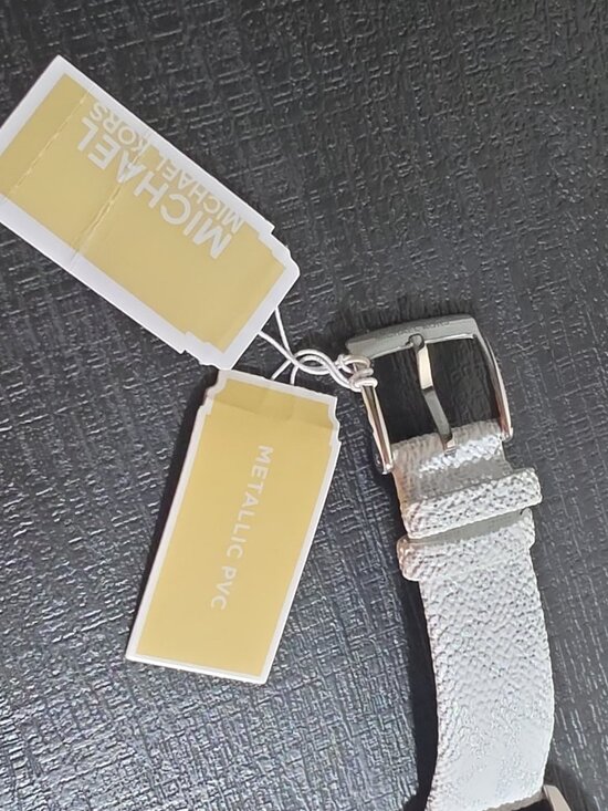 Michael Kors Women’s Quartz Watch 41mm Silver Glitter Dial PVC Strap